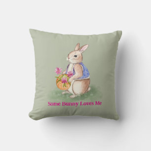 Coussin Lapin de Pâques aquarelle