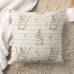 Coussin Lapin de Pâques avec motif pastel de printemps Œuf