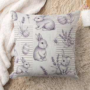 Coussin Lapin de Pâques avec motif pastel de printemps Œuf
