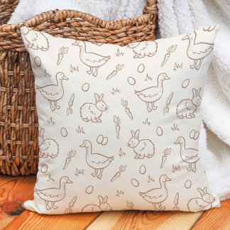 Coussin Lapin de Pâques bohème neutre beige printemps