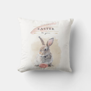 Coussin Lapin de Pâques élégant Joyeuses Pâques Art Aqua