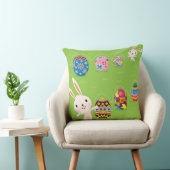 Coussin Lapin de Pâques espiègle avec les oeufs peints (Chaise)