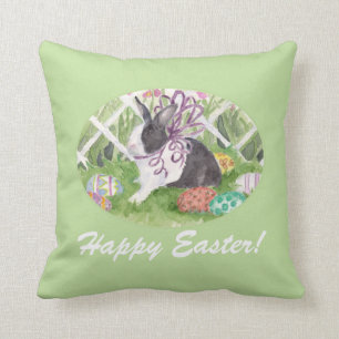 Coussin Lapin de Pâques et carreau d'oeufs