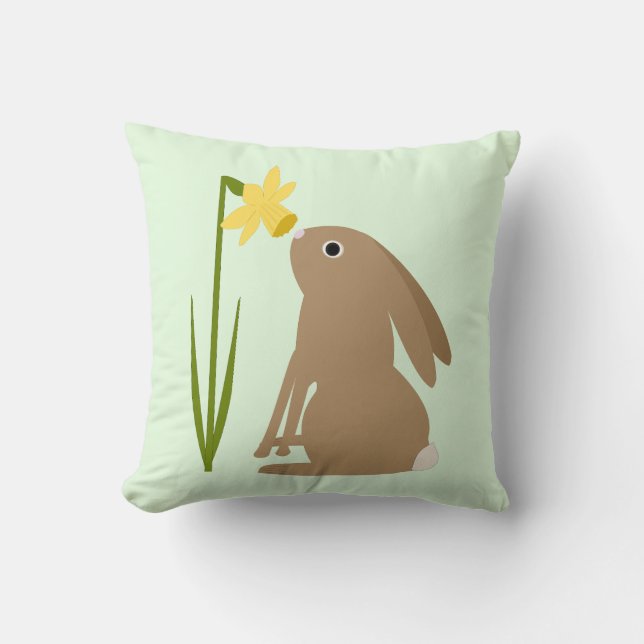 Coussin Lapin de Pâques et fleur de jonquille (Recto)