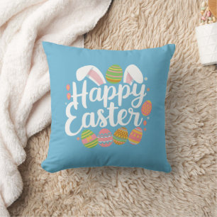 Coussin Lapin de Pâques Joyeuses Vacances de Lapin Œuf