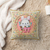 Coussin Lapin de Pâques mignon assis dans le panier (Couverture)