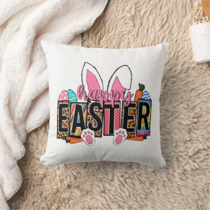 Coussin Lapin de Pâques Oreilles Imprimé Léopard Carreaux