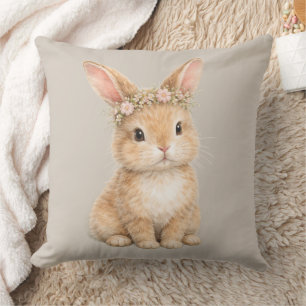 Coussin Lapin de Pâques vintage aquarelle