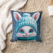 Coussin ❄️ Lapin d'hiver mignon décoration de chambre cade (Couverture)