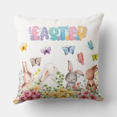 Coussin Lapin drôle Joyeuse fête de Pâques  (Verso)