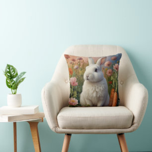 Coussin Lapin en fleur et patchettes de carottes Lancer l'