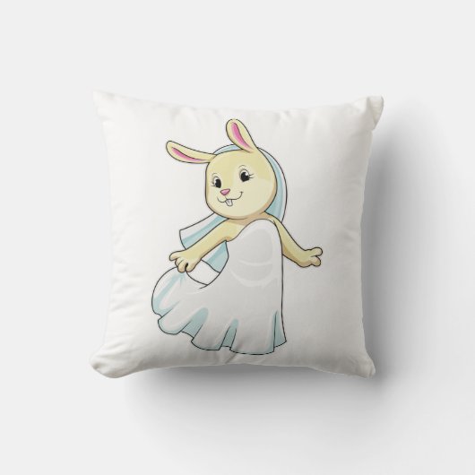 Coussin Lapin en mariée avec voile (Recto)