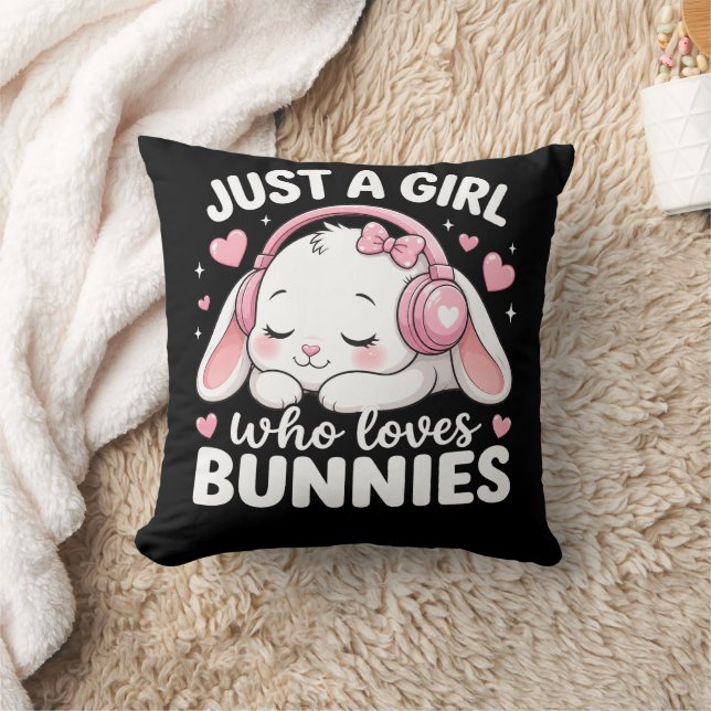 Coussin Lapin endormi rose Kawaii (Couverture)