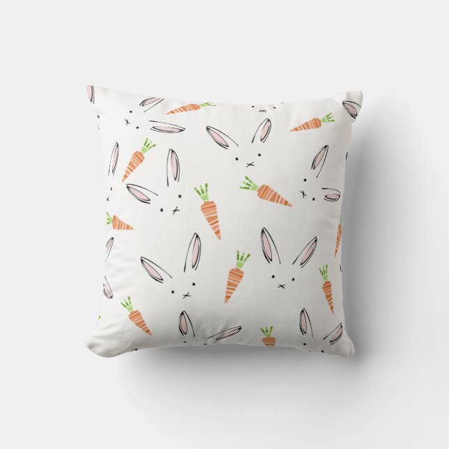Coussin Lapin et carottes modernes (Recto)