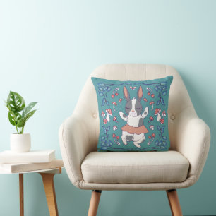 Coussin lapin et champignons adorables