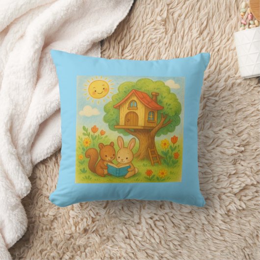 Coussin Lapin et écureuil Lecture par Treehouse - Cute Pas (Couverture)