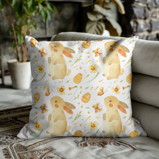 Coussin Lapin et papillons de Pâques (Créateur téléchargé)
