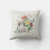Coussin Lapin floral de crèche nommée de stat de naissance (Verso)