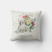 Coussin Lapin floral de crèche nommée de stat de naissance (Recto)