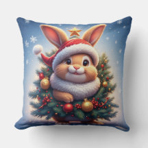 Lapin heureux avec un chapeau de Père Noël 