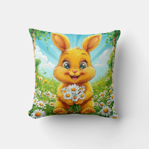 Coussin Lapin joyeux de style cartoon