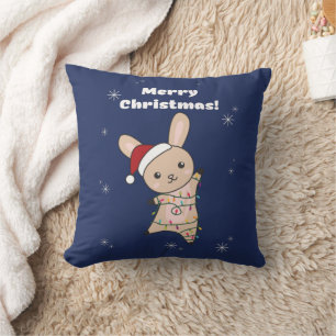 Coussin Lapin Joyeux Noël Animaux d'hiver Lapins Jeter