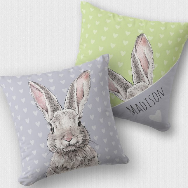 Coussin Lapin Lapin Cute Pastel Animal Art Deux côtés (Créateur téléchargé)