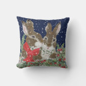 Coussin Lapin Lapin Lapin Neige Vacances Mignonne Peinture (Recto)