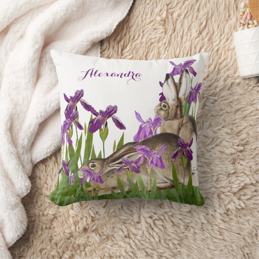 Coussin Lapin Lapin Poupre Iris Floral (Couverture)