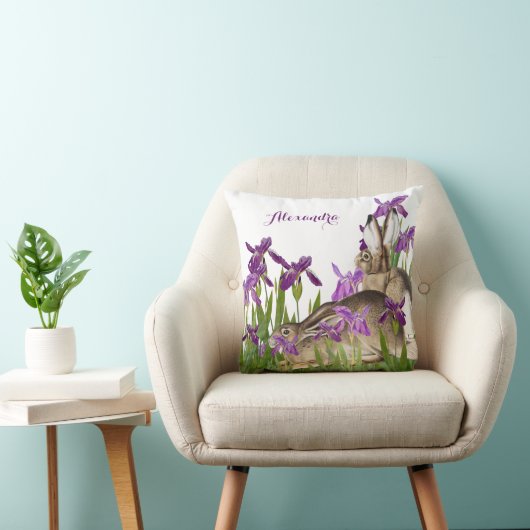 Coussin Lapin Lapin Poupre Iris Floral (Chaise)