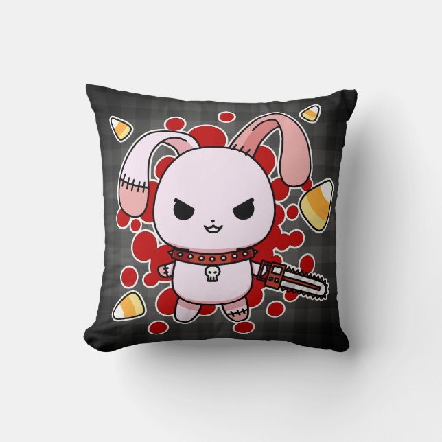 Coussin Lapin mauvais mignon de Kawaii avec la (Recto)