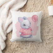 Coussin Lapin mignon avec ballon rose (Couverture)