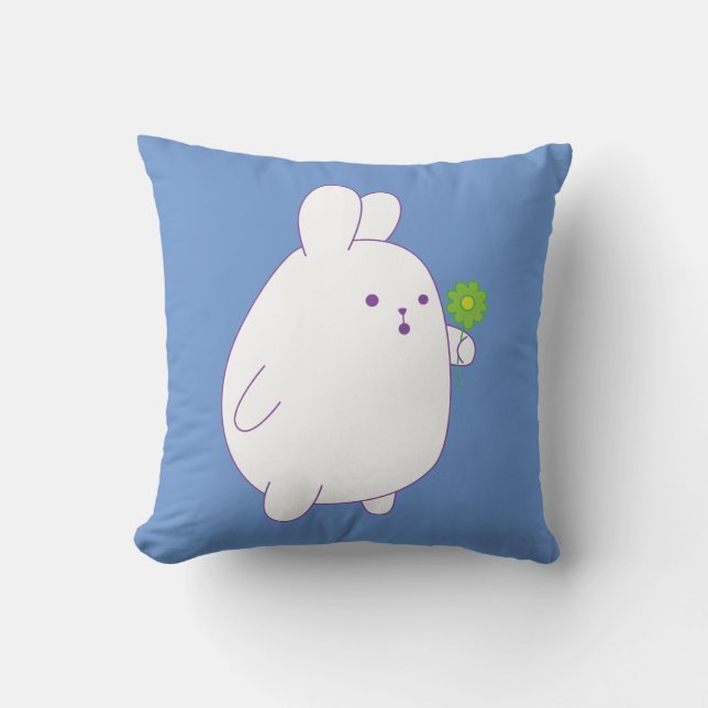 Coussin lapin mignon avec fleur (Recto)