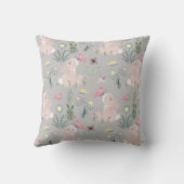 Coussin lapin mignon avec fleurs et papillons (Verso)