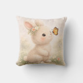 Coussin Lapin Mignon Avec Papillon Décoration de Nursery N (Recto)
