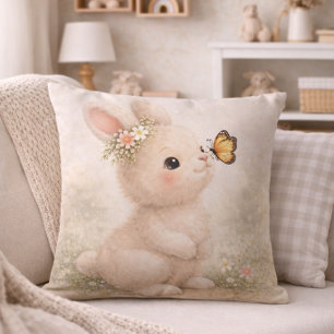 Coussin Lapin Mignon Avec Papillon Décoration de Nursery N