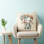 Coussin Lapin Mignon en Salopette avec Chapeau de Paille e (Chaise)