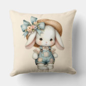 Coussin Lapin Mignon en Salopette avec Chapeau de Paille e (Verso)