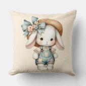 Coussin Lapin Mignon en Salopette avec Chapeau de Paille e (Recto)