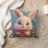 Coussin Lapin mignon entouré de décorations (Couverture)