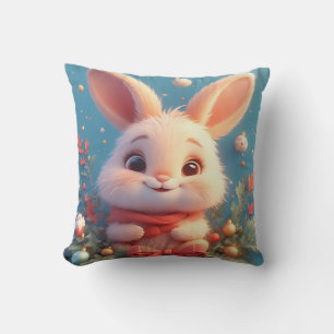 Coussin Lapin mignon entouré de décorations