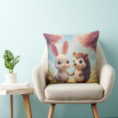 Coussin Lapin mignon et hérisson se tenant la main (Chaise)