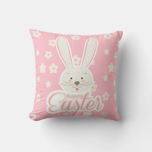 Coussin LAPIN MIGNON JOYEUX PÂQUES FÊTE Tendances (Recto)