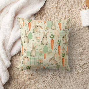 Coussin Lapin mignon & motif Cottage Carotte (1)