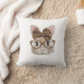 Coussin Lapin Mignon Visage Léopard Coquette Lunettes (Couverture)