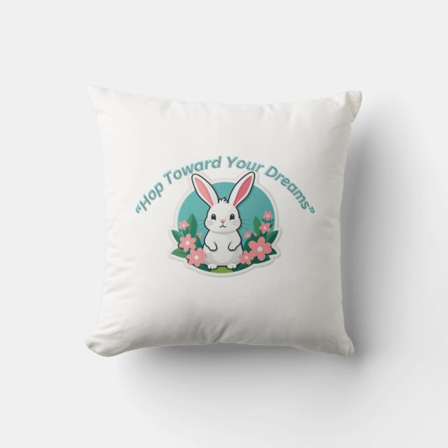 Coussin Lapin Minimaliste Fleur Printanière (Recto)