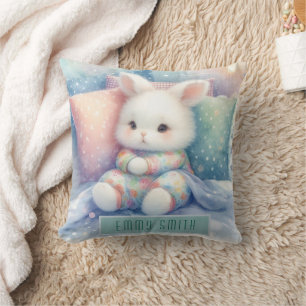 Coussin Lapin pastel mignon moderne
