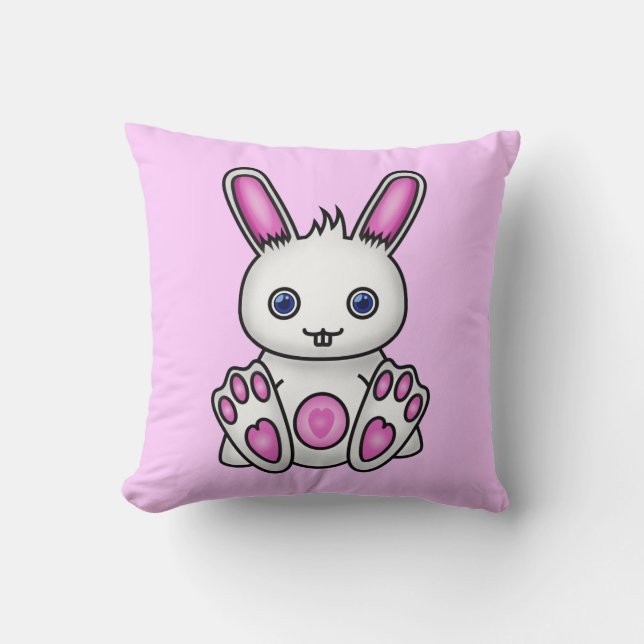 Coussin Lapin rose de Kawaii (Recto)