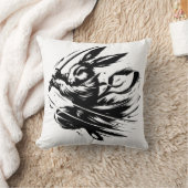 Coussin Lapin Samouraï Guerrier à l'Encre Noire (Couverture)