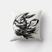 Coussin Lapin Samouraï Guerrier à l'Encre Noire (Verso)
